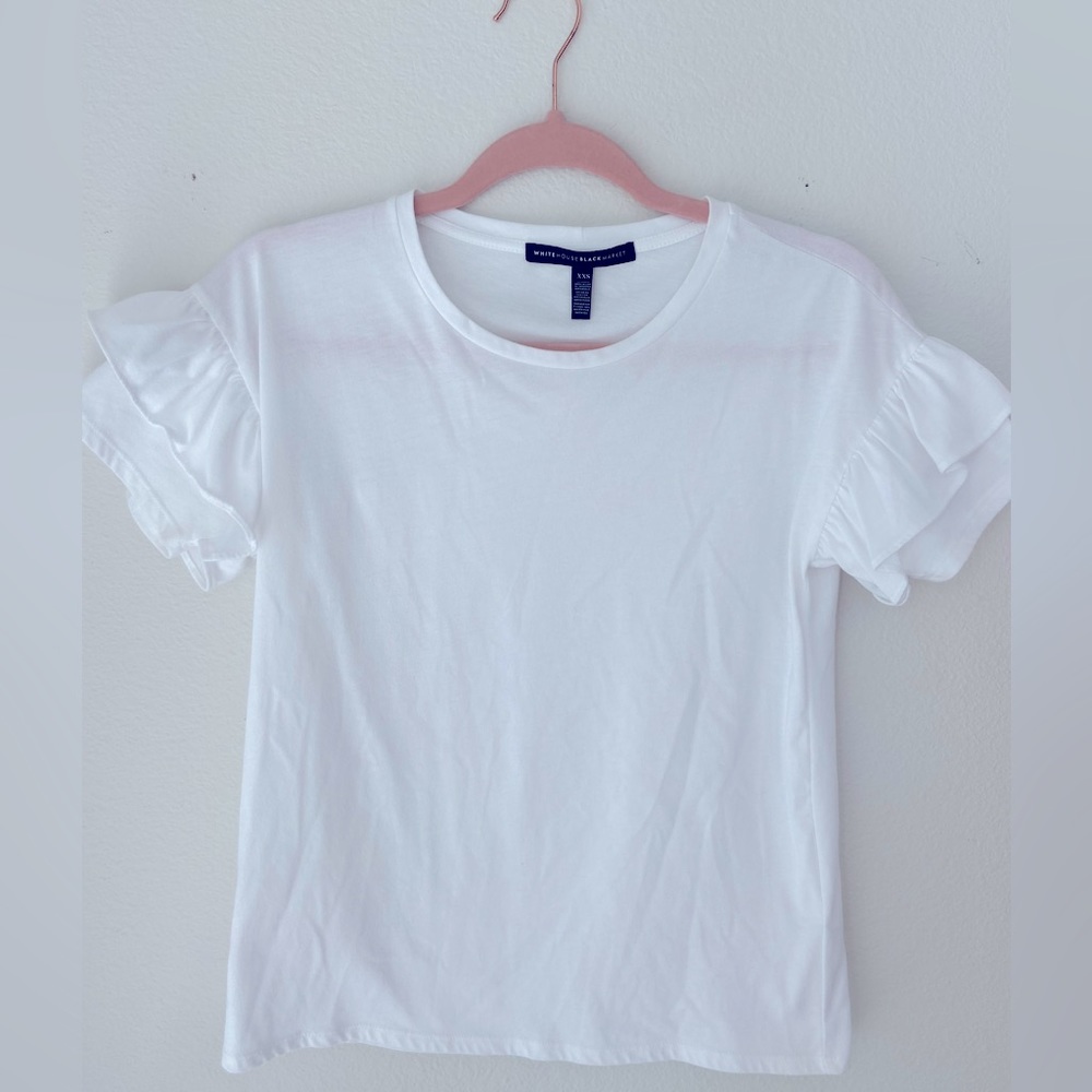 White House Black Market white ruffle sleeve top